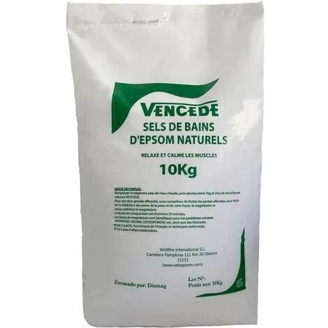 VENCEDE- Sac De Sel D'Epsom 10 Kg -10KG - Source Concentrée De Magnésium - Sel 100% Naturel - Bain Et Soins Personnels 3 VENCEDE- Sac De Sel D'Epsom 10 Kg -10KG - Source Concentrée De Magnésium - Sel 100% Naturel - Bain Et Soins Personnels