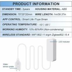 Wasserleck-Alarm, Betterlife Wasserleck-Detektor Überschwemmungs-Detektor Wasser-Alarm Drahtloser Wasser-Detektor Mit 60 DB Alarmton, Push-Benachrichtigung Auf Tuya Smart/Smart Life App 9 Wasserleck-Alarm, Betterlife Wasserleck-Detektor Überschwemmungs-Detektor Wasser-Alarm Drahtloser Wasser-Detektor Mit 60 DB Alarmton, Push-Benachrichtigung Auf Tuya Smart/Smart Life App -Piscine Soldes 54395906 3