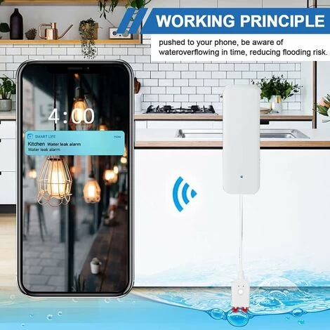Wasserleck-Alarm, Betterlife Wasserleck-Detektor Überschwemmungs-Detektor Wasser-Alarm Drahtloser Wasser-Detektor Mit 60 DB Alarmton, Push-Benachrichtigung Auf Tuya Smart/Smart Life App 6 Wasserleck-Alarm, Betterlife Wasserleck-Detektor Überschwemmungs-Detektor Wasser-Alarm Drahtloser Wasser-Detektor Mit 60 DB Alarmton, Push-Benachrichtigung Auf Tuya Smart/Smart Life App – Image 4