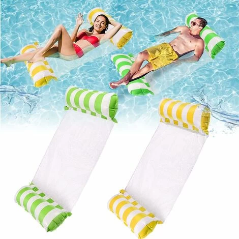 Lot De 2 Hamac Gonflable Piscine,4-en-1 Gonflables Pour Piscine (selle, Fauteuil, Hamac, Drifter) Hamac D'eau, Flottant Chaise Longue Pour Adultes Et Enfants. (Vert + Jaune) 3 Lot De 2 Hamac Gonflable Piscine,4-en-1 Gonflables Pour Piscine (selle, Fauteuil, Hamac, Drifter) Hamac D'eau, Flottant Chaise Longue Pour Adultes Et Enfants. (Vert + Jaune)