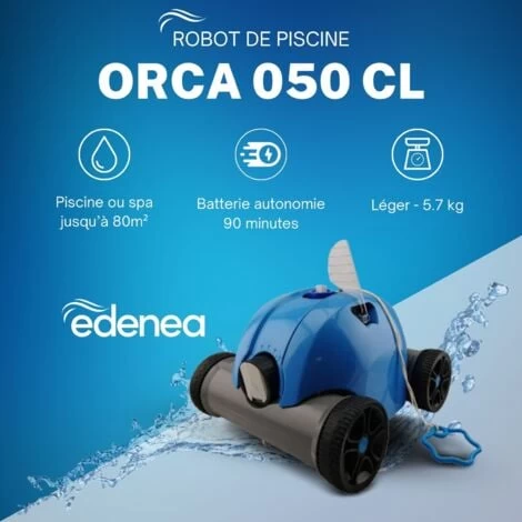 EDENEA Orca O50 CL - Robot Electrique Sans Fil Pour Piscine Et Spa (Fond Plat) - Nettoyage Fond - Autonome - Compatible Tout Revêtement - Filtration Par Tamis 4 EDENEA Orca O50 CL - Robot Electrique Sans Fil Pour Piscine Et Spa (Fond Plat) - Nettoyage Fond - Autonome - Compatible Tout Revêtement - Filtration Par Tamis – Image 2