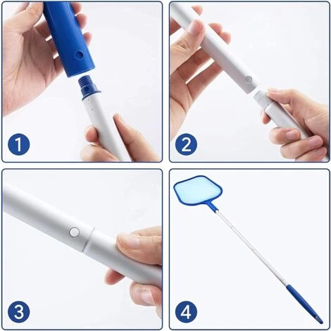 Ensoleillé Filet De Nettoyage De Piscine, Filet à Feuilles D'eau Peu Profonde Avec Poteau, Filet Peu Profond à 5 Sections En Aluminium 5 Ensoleillé Filet De Nettoyage De Piscine, Filet à Feuilles D'eau Peu Profonde Avec Poteau, Filet Peu Profond à 5 Sections En Aluminium – Image 3