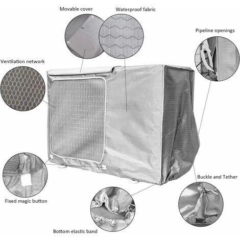 Housse Imperméable Pour Unité Extérieure De Climatiseur, Anti-poussière Et Anti-neige, 96x40x70cm, Gris Argent,Fontainebleau 4 Housse Imperméable Pour Unité Extérieure De Climatiseur, Anti-poussière Et Anti-neige, 96x40x70cm, Gris Argent,Fontainebleau – Image 2