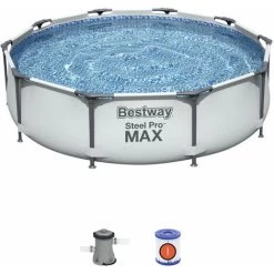 Piscine Hors-sol Tubulaire Bestway Steel Pro Max 305x76 Cm Épurateur à Cartouche De 1 249 L/H