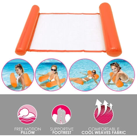 Randaco Hamac Flottant Piscine Matelas Piscine Filet 4-en-1 Hamac De Piscine Multi Usage Pliable Hamac Gonflable Portable Flotteur Ultraléger Pour L'adulte Orange 5 Randaco Hamac Flottant Piscine Matelas Piscine Filet 4-en-1 Hamac De Piscine Multi Usage Pliable Hamac Gonflable Portable Flotteur Ultraléger Pour L'adulte Orange – Image 3