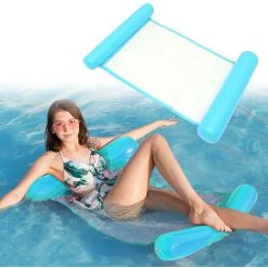 Randaco Hamac Gonflable Piscine 4 En 1 Bouée Matelas Gonflable Facile Pour Adultes Chaise De Lit Flottant Portable D'eau Pour Mer Plage Piscine Bleu