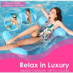 Randaco Hamac Gonflable Piscine 4 En 1 Bouée Matelas Gonflable Facile Pour Adultes Chaise De Lit Flottant Portable D'eau Pour Mer Plage Piscine Bleu 10 Randaco Hamac Gonflable Piscine 4 En 1 Bouée Matelas Gonflable Facile Pour Adultes Chaise De Lit Flottant Portable D'eau Pour Mer Plage Piscine Bleu -Piscine Soldes 56114191 4