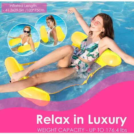 Randaco Hamac Flottant Piscine Matelas Piscine Filet 4-en-1 Hamac De Piscine Multi Usage Pliable Hamac Gonflable Portable Flotteur Ultraléger Pour L'adulte Jaune 6 Randaco Hamac Flottant Piscine Matelas Piscine Filet 4-en-1 Hamac De Piscine Multi Usage Pliable Hamac Gonflable Portable Flotteur Ultraléger Pour L'adulte Jaune – Image 4