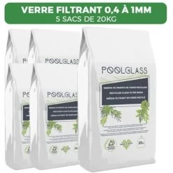 LOT DE 5 SACS 20KG VERRE FILTRANT 0,4 A 1,6 MM
