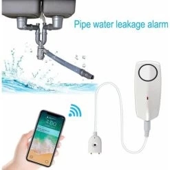 Capteur D'alarme D'eau Avec Détecteur De Fuite WiFi à Bruit Fort De 60 DB, Alarme De Fuite De Débordement, Leaker De Surveillance à Distance Pour Pompe à Eau Du Sous-Sol Du Chauffe-Eau -Piscine Soldes 59146060 4
