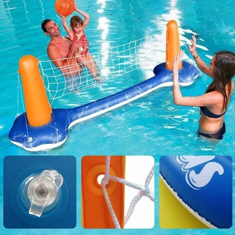ZOLGINAH Ensemble De Volley-Ball Gonflable - Volleyball Gonflable Piscine Toy Avec Basket-Ball Hoop Volley-Ball Filet Deux Balles Jeu De Natation Pour Enfants Adultes… 5 ZOLGINAH Ensemble De Volley-Ball Gonflable - Volleyball Gonflable Piscine Toy Avec Basket-Ball Hoop Volley-Ball Filet Deux Balles Jeu De Natation Pour Enfants Adultes… – Image 3