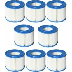 OUTSUNNY Lot De 8 Cartouches Filtrantes Pour Spa - Cartouches De Filtration - PP Bleu Fibres Dacron Blanc