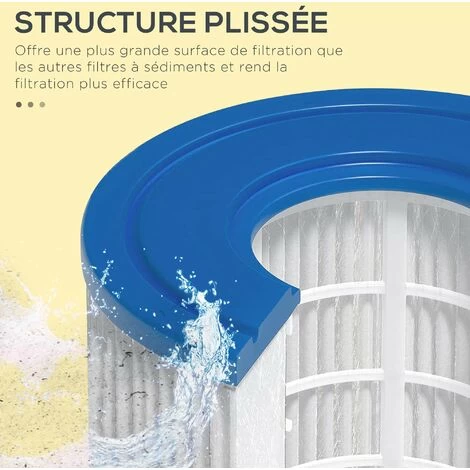 OUTSUNNY Lot De 8 Cartouches Filtrantes Pour Spa - Cartouches De Filtration - PP Bleu Fibres Dacron Blanc 6 OUTSUNNY Lot De 8 Cartouches Filtrantes Pour Spa - Cartouches De Filtration - PP Bleu Fibres Dacron Blanc – Image 4