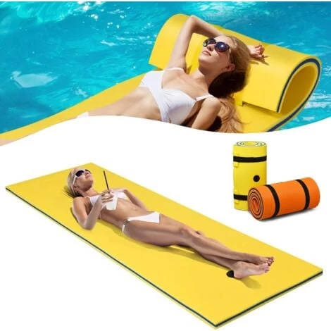 RELAX4LIFE Tapis Flottant 210x66CM Piscine En Mousse XPE Pour Piscine Plage Lac, Hamac Flottant Piscine Avec Oreiller Roulé Pour Sports Nautiques, Bronzage D’Eté, Jaune 3 RELAX4LIFE Tapis Flottant 210x66CM Piscine En Mousse XPE Pour Piscine Plage Lac, Hamac Flottant Piscine Avec Oreiller Roulé Pour Sports Nautiques, Bronzage D’Eté, Jaune