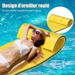 RELAX4LIFE Tapis Flottant 210x66CM Piscine En Mousse XPE Pour Piscine Plage Lac, Hamac Flottant Piscine Avec Oreiller Roulé Pour Sports Nautiques, Bronzage D’Eté, Jaune 9 RELAX4LIFE Tapis Flottant 210x66CM Piscine En Mousse XPE Pour Piscine Plage Lac, Hamac Flottant Piscine Avec Oreiller Roulé Pour Sports Nautiques, Bronzage D’Eté, Jaune -Piscine Soldes 60464601 3