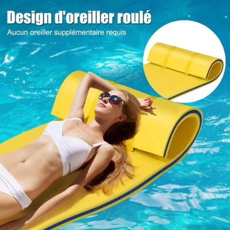 RELAX4LIFE Tapis Flottant 210x66CM Piscine En Mousse XPE Pour Piscine Plage Lac, Hamac Flottant Piscine Avec Oreiller Roulé Pour Sports Nautiques, Bronzage D’Eté, Jaune 5 RELAX4LIFE Tapis Flottant 210x66CM Piscine En Mousse XPE Pour Piscine Plage Lac, Hamac Flottant Piscine Avec Oreiller Roulé Pour Sports Nautiques, Bronzage D’Eté, Jaune – Image 3