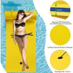 RELAX4LIFE Tapis Flottant 210x66CM Piscine En Mousse XPE Pour Piscine Plage Lac, Hamac Flottant Piscine Avec Oreiller Roulé Pour Sports Nautiques, Bronzage D’Eté, Jaune 10 RELAX4LIFE Tapis Flottant 210x66CM Piscine En Mousse XPE Pour Piscine Plage Lac, Hamac Flottant Piscine Avec Oreiller Roulé Pour Sports Nautiques, Bronzage D’Eté, Jaune -Piscine Soldes 60464601 4