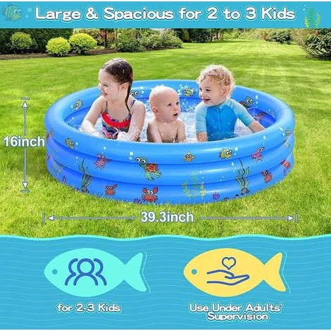 Premier® Piscine Gonflable De Rembourrage De Petite Piscine Pour Enfants Ronde Pliable En PVC Pour Douche Familiale Baignoire Portable En Centre De Jeu De L'eau Pêche (100 CM) 4 Premier® Piscine Gonflable De Rembourrage De Petite Piscine Pour Enfants Ronde Pliable En PVC Pour Douche Familiale Baignoire Portable En Centre De Jeu De L'eau Pêche (100 CM) – Image 2