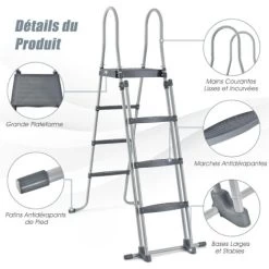 COSTWAY Échelle De Sécurité Pour Piscine De 122 Cm, Échelle Pour Piscine Surélevée Avec Marches Amovibles, Avec Construction Stable, Pour Piscine Hors Sol 9 COSTWAY Échelle De Sécurité Pour Piscine De 122 Cm, Échelle Pour Piscine Surélevée Avec Marches Amovibles, Avec Construction Stable, Pour Piscine Hors Sol -Piscine Soldes 61219956 3