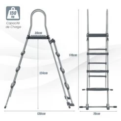 COSTWAY Échelle De Sécurité Pour Piscine De 122 Cm, Échelle Pour Piscine Surélevée Avec Marches Amovibles, Avec Construction Stable, Pour Piscine Hors Sol 11 COSTWAY Échelle De Sécurité Pour Piscine De 122 Cm, Échelle Pour Piscine Surélevée Avec Marches Amovibles, Avec Construction Stable, Pour Piscine Hors Sol -Piscine Soldes 61219956 5