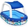 Piscine Gonflable Pour Enfants Bestway 213x155x132 Cm Bateau Bleu Avec Auvent Et Gouvernail Sonnette Plus De 3 Ans