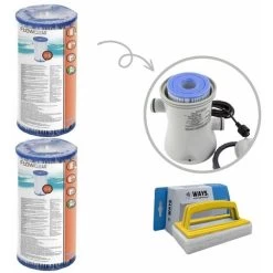 Filtres Type IV - Bestway - Convient à La Pompe De Filtration 58391 - 2 Pièces & Brosse à Récurer WAYS