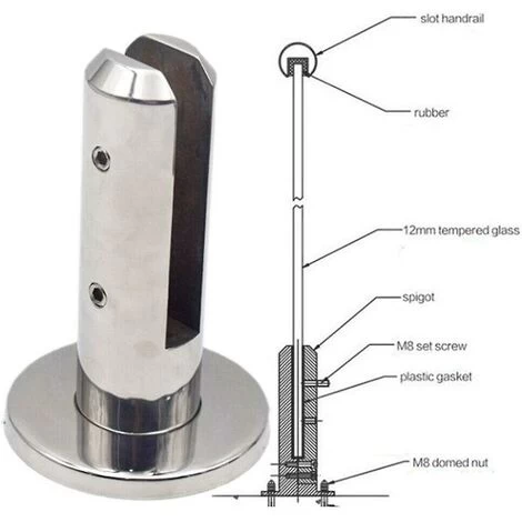 LTS FAFA Escaliers Piscine Spigot Verre Balustrade Balustrade Balcon Verre Clôture Pince Pour Piscine Balcon Clôture 6 LTS FAFA Escaliers Piscine Spigot Verre Balustrade Balustrade Balcon Verre Clôture Pince Pour Piscine Balcon Clôture – Image 4