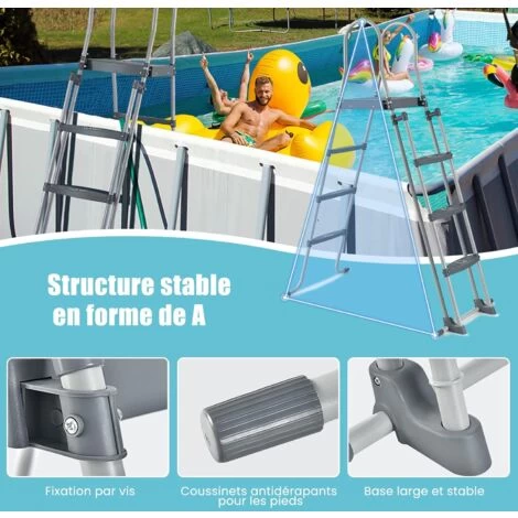 RELAX4LIFE Échelle De Piscine Hors Sol Avec Structure Acier Hauteur 122cm, Patins Antidérapants Sur 6 Pédales, Échelle Double Sécurité Pour Piscine Avec Plate-Forme Amovible 5 RELAX4LIFE Échelle De Piscine Hors Sol Avec Structure Acier Hauteur 122cm, Patins Antidérapants Sur 6 Pédales, Échelle Double Sécurité Pour Piscine Avec Plate-Forme Amovible – Image 3