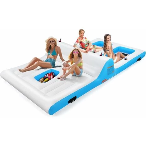 GOPLUS île Flottante Gonflable,Flotteur Gonflable Geant Pour Piscine, Lit Flottant Gonflable Salon Gonflable Geant 4 Porte-gobelets,Souffluer Inclus,pour 4 Adultes(Jusqu'a 400KG) 366x197x66cm 3 GOPLUS île Flottante Gonflable,Flotteur Gonflable Geant Pour Piscine, Lit Flottant Gonflable Salon Gonflable Geant 4 Porte-gobelets,Souffluer Inclus,pour 4 Adultes(Jusqu'a 400KG) 366x197x66cm