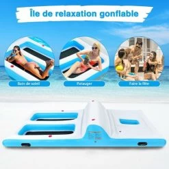 GOPLUS île Flottante Gonflable,Flotteur Gonflable Geant Pour Piscine, Lit Flottant Gonflable Salon Gonflable Geant 4 Porte-gobelets,Souffluer Inclus,pour 4 Adultes(Jusqu'a 400KG) 366x197x66cm 9 GOPLUS île Flottante Gonflable,Flotteur Gonflable Geant Pour Piscine, Lit Flottant Gonflable Salon Gonflable Geant 4 Porte-gobelets,Souffluer Inclus,pour 4 Adultes(Jusqu'a 400KG) 366x197x66cm -Piscine Soldes 64155511 3