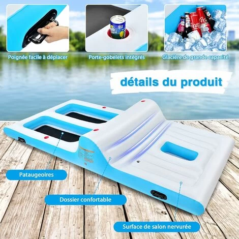 GOPLUS île Flottante Gonflable,Flotteur Gonflable Geant Pour Piscine, Lit Flottant Gonflable Salon Gonflable Geant 4 Porte-gobelets,Souffluer Inclus,pour 4 Adultes(Jusqu'a 400KG) 366x197x66cm 6 GOPLUS île Flottante Gonflable,Flotteur Gonflable Geant Pour Piscine, Lit Flottant Gonflable Salon Gonflable Geant 4 Porte-gobelets,Souffluer Inclus,pour 4 Adultes(Jusqu'a 400KG) 366x197x66cm – Image 4