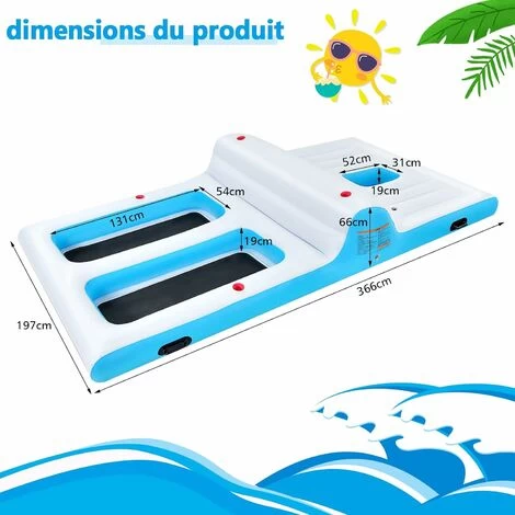 GOPLUS île Flottante Gonflable,Flotteur Gonflable Geant Pour Piscine, Lit Flottant Gonflable Salon Gonflable Geant 4 Porte-gobelets,Souffluer Inclus,pour 4 Adultes(Jusqu'a 400KG) 366x197x66cm 7 GOPLUS île Flottante Gonflable,Flotteur Gonflable Geant Pour Piscine, Lit Flottant Gonflable Salon Gonflable Geant 4 Porte-gobelets,Souffluer Inclus,pour 4 Adultes(Jusqu'a 400KG) 366x197x66cm – Image 5