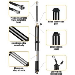 Mini Pompe A Velo Portable 100 PSI En Alliage D'aluminium Avec Support De Cadre Adapte Pour Valve Schrader Ou Valve Presta Peut Etre Installee Sur Un Porte-velos 9 Mini Pompe A Velo Portable 100 PSI En Alliage D'aluminium Avec Support De Cadre Adapte Pour Valve Schrader Ou Valve Presta Peut Etre Installee Sur Un Porte-velos -Piscine Soldes 65755418 3