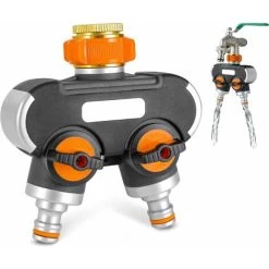 Distributeur D'eau à 2 Voies, Distributeur D'eau 3/4 Et 1/2 Avec Adaptateur Pour Robinet De Tuyau D'arrosage Et Minuterie D'eau, Débit D'eau Réglable Et Verrouillable Pour L'irrigation Du Jardin Laver