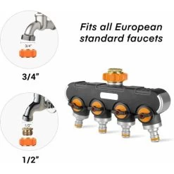 Distributeur D'eau à 4 Voies, Distributeur D'eau 3/4 Et 1/2 Avec Adaptateur Pour Robinet De Tuyau D'arrosage Et Minuterie D'eau, Débit D'eau Réglable Et Verrouillable Pour L'irrigation Du Jardin Laver 10 Distributeur D'eau à 4 Voies, Distributeur D'eau 3/4 Et 1/2 Avec Adaptateur Pour Robinet De Tuyau D'arrosage Et Minuterie D'eau, Débit D'eau Réglable Et Verrouillable Pour L'irrigation Du Jardin Laver -Piscine Soldes 66859477 4