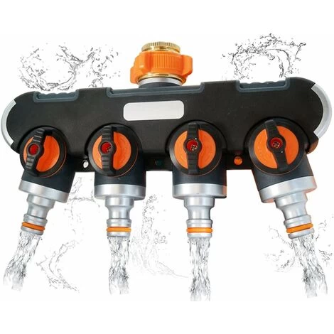 Distributeur D'eau à 4 Voies Distributeur D'eau 3/4 Et 1/2 Pouce Avec Adaptateur De Robinet Pour Minuterie D'arrosage De Jardin Et Tuyau D'arrosage, Débit D'eau Réglable Et Verrouillable 5 Distributeur D'eau à 4 Voies Distributeur D'eau 3/4 Et 1/2 Pouce Avec Adaptateur De Robinet Pour Minuterie D'arrosage De Jardin Et Tuyau D'arrosage, Débit D'eau Réglable Et Verrouillable – Image 3