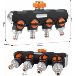 Distributeur D'eau à 4 Voies Distributeur D'eau 3/4 Et 1/2 Pouce Avec Adaptateur De Robinet Pour Minuterie D'arrosage De Jardin Et Tuyau D'arrosage, Débit D'eau Réglable Et Verrouillable 10 Distributeur D'eau à 4 Voies Distributeur D'eau 3/4 Et 1/2 Pouce Avec Adaptateur De Robinet Pour Minuterie D'arrosage De Jardin Et Tuyau D'arrosage, Débit D'eau Réglable Et Verrouillable -Piscine Soldes 66965000 4