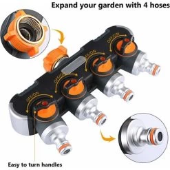 Distributeur 4 Voies, Distributeur D'eau 3/4 Avec Robinet D'arrêt Adaptateur Robinet, Débit D'eau Réglable Et Verrouillable, Distributeur De Tuyau Multi-raccordement Pour Jardin 10 Distributeur 4 Voies, Distributeur D'eau 3/4 Avec Robinet D'arrêt Adaptateur Robinet, Débit D'eau Réglable Et Verrouillable, Distributeur De Tuyau Multi-raccordement Pour Jardin -Piscine Soldes 66965131 4