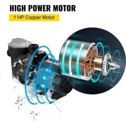 VEVOR Pompe Piscine Filtration Circulation Eau Dans Hors Sol 19200 L/h 750W 1HP -Piscine Soldes 69342570 4