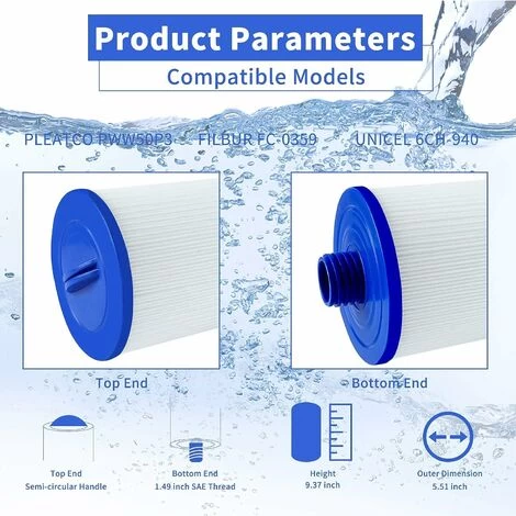 Filtre De Rechange Pour Spa, Pww50 Filtre De Spa Pour Filtres De Spa Viking, Filtre 6ch940, Unicel 6CH-940, 817-0050, Filbur FC-0359, 252, 378902, 03FIL1400, Appareil De Filtre à Vis SAE 1 1/5 5 Filtre De Rechange Pour Spa, Pww50 Filtre De Spa Pour Filtres De Spa Viking, Filtre 6ch940, Unicel 6CH-940, 817-0050, Filbur FC-0359, 252, 378902, 03FIL1400, Appareil De Filtre à Vis SAE 1 1/5 – Image 3