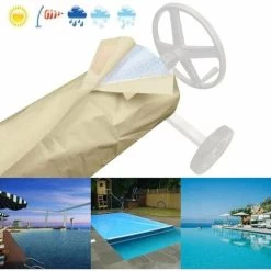 Couverture Enrouleur Bâche Piscine En Tissu Imperméable,Couverture De Protection Piscine Extérieur Intérieur,Couverture Pour Bâche Solaire,Bâche De Piscine Anti-Vent/Pluie/Poussière/UV，T-Audace（490X96 -Piscine Soldes 74638448 5