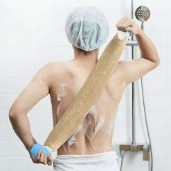 Épurateur De Dos En Chanvre, Sangle Dorsale Exfoliante 100 % Naturelle Avec Gant, épurateur De Dos Exfoliant En Luffa -Piscine Soldes 74956210 4