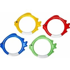 YIDOMDE Jeux De Plongée 4 Anneaux Lestés 55501 12 X 12 X 2 Cm Vert/Rouge/Jaune/Bleu