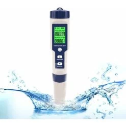 Testeur électronique De PH-mètre, 5 En 1 PH Testeur Thermomètre De Poche Qualité De L'eau PH EC Sel TDS Pour La Maison, La Piscine, L'eau D'aquarium