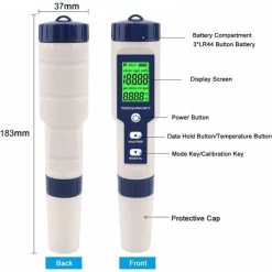 Testeur électronique De PH-mètre, 5 En 1 PH Testeur Thermomètre De Poche Qualité De L'eau PH EC Sel TDS Pour La Maison, La Piscine, L'eau D'aquarium 9 Testeur électronique De PH-mètre, 5 En 1 PH Testeur Thermomètre De Poche Qualité De L'eau PH EC Sel TDS Pour La Maison, La Piscine, L'eau D'aquarium -Piscine Soldes 77638466 3