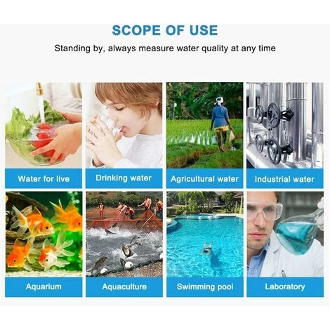 Testeur électronique De PH-mètre, 5 En 1 PH Testeur Thermomètre De Poche Qualité De L'eau PH EC Sel TDS Pour La Maison, La Piscine, L'eau D'aquarium 7 Testeur électronique De PH-mètre, 5 En 1 PH Testeur Thermomètre De Poche Qualité De L'eau PH EC Sel TDS Pour La Maison, La Piscine, L'eau D'aquarium – Image 5