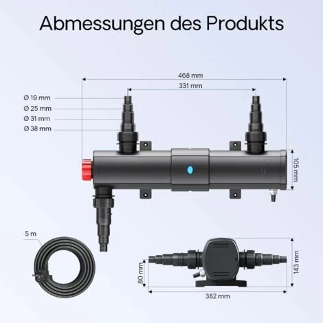 SunSun CUV-218 Stérilisateur Clarificateur De Bassins Ou D'étang Avec Lampe Rayons UV-c 18W 5 SunSun CUV-218 Stérilisateur Clarificateur De Bassins Ou D'étang Avec Lampe Rayons UV-c 18W – Image 3