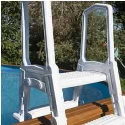 Échelle Double 4 Marches + Plate-forme Pour Piscine Hors-sol Hauteur 120 à 132 Cm -Piscine Soldes 82243920 3