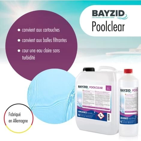 1 X 5 Litre BAYZID® Poolclear - Élimination De La Turbidité De L´eau Pour Piscines à Cartouches Et Balles Filtrantes 5 1 X 5 Litre BAYZID® Poolclear - Élimination De La Turbidité De L´eau Pour Piscines à Cartouches Et Balles Filtrantes – Image 3