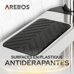 AREBOS Echelle De Piscine En Acier Inoxydable 3 Marches Avec Patins Antidérapants Sur Les échelons Echelle D'accès Argent 132x45x23 -Piscine Soldes 8339670 3